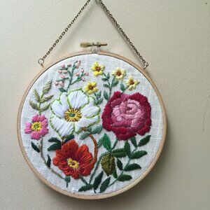 Sold // Mixed flowers embroidered hoop, embroidery